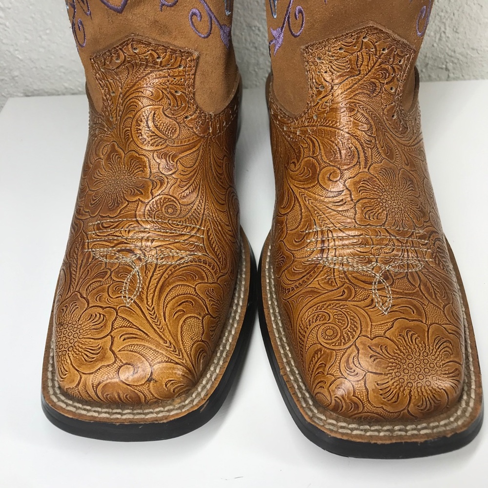 Ariat Fatbaby Floral Printed Square Toe Boots 6B - Picture 8 of 9